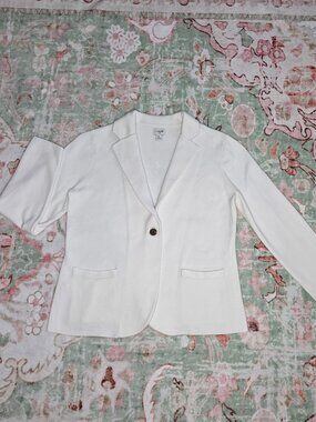 J. Crew Women's "Schoolboy" Sweater Blazer — 100% Cotton — Size PL. Please check